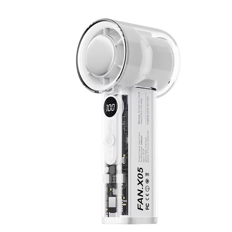 Portable Mini Fan 100 Wind Speeds Adjustable Portable Ice Hand Fan 3000mAh Battery Type-C Charging 10m/s Wind Electric Air Duster