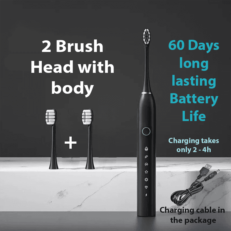Electric vibrating toothbrush with 2 brush head | long lasting battery